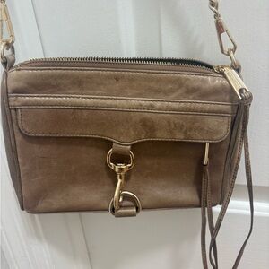 Rebecca Minkoff Tan Leather Crossbody Bag with Gold Hardware